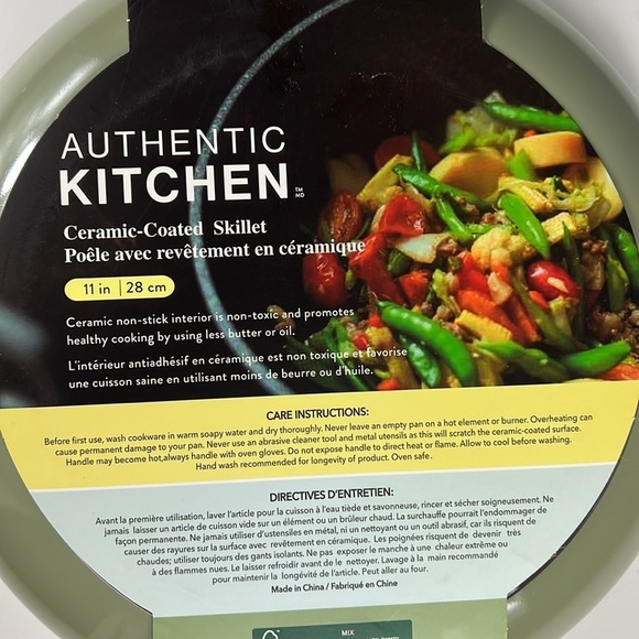Authentic Kitchen Frying Pan Skillet Non-Stick Ceramic 11" Cookware Green NEW - Picture 9 of 9